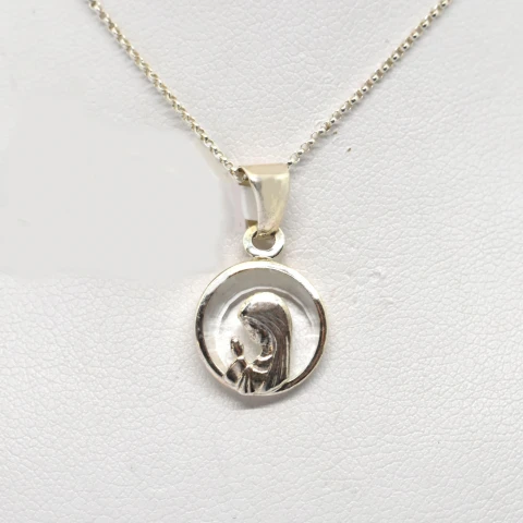 Cadena de Plata 925 con Medalla de Plata 925 y Cristal Virgen Cadena de Plata 925 con Medalla de Plata 925 y Cristal Virgen